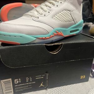 Air Jordan 5 Retro GS White Teal Orange